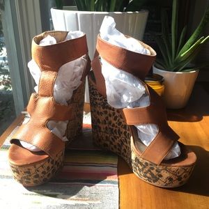 Nine West animal print wedge sandals